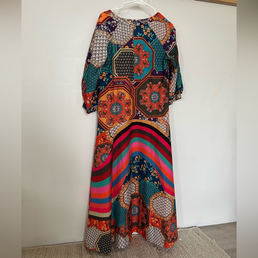 Colorful Patchwork Long Sleeve Dress
